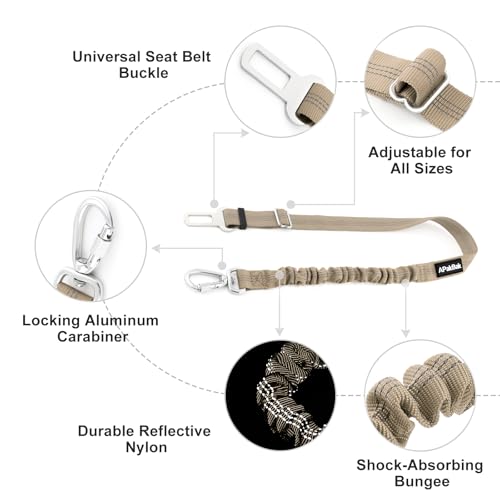 APakBak Dog Seat Belt for Car, Car Harness with Locking Aluminum Hook