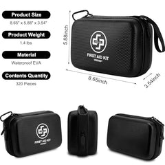 320-Piece Waterproof First Aid Kit for Car, Travel & Outdoor Use