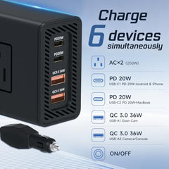 200W Portable 12V to 110v Car Charger Power Inverters for Vehicles