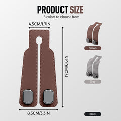 Leather Car Headrest Double Hooks for Bags, Purses & Coats