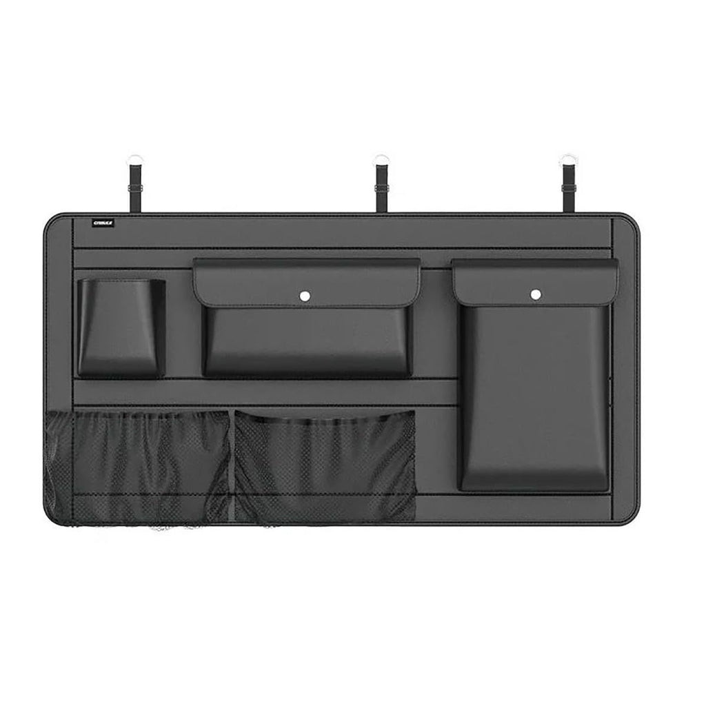 High-Capacity PU Leather Car Seat Back Organizer with Adjustable Storage