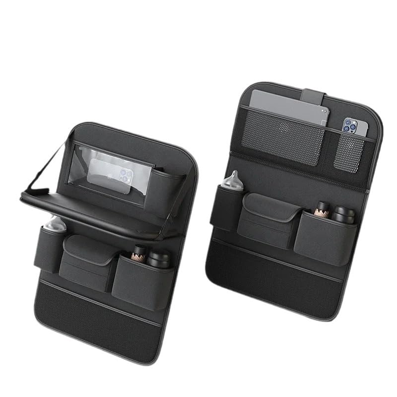 Car Seat Back Organizer with Multi-Pocket Storage & Foldable Tablet Tray