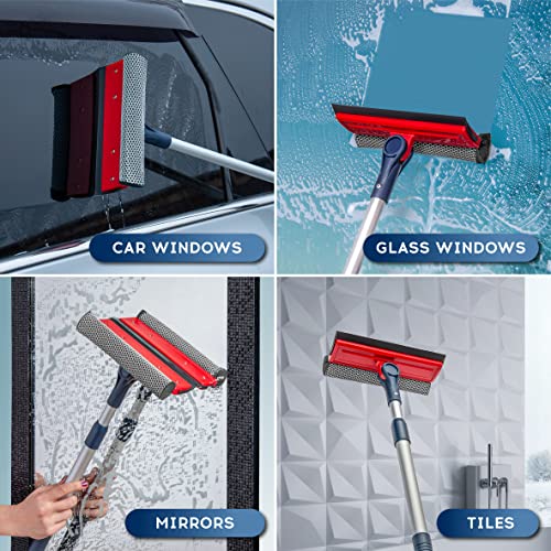 2-in-1 Window Squeegee with Telescopic Extension Pole