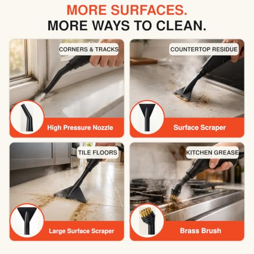 2500W High Pressure Handheld Steam Cleaner, Portable Steamer for Cleaning