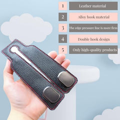 Universal Leather Car Headrest Double Hooks for Bags & Storage
