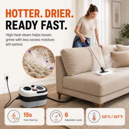 2500W High Pressure Handheld Steam Cleaner, Portable Steamer for Cleaning