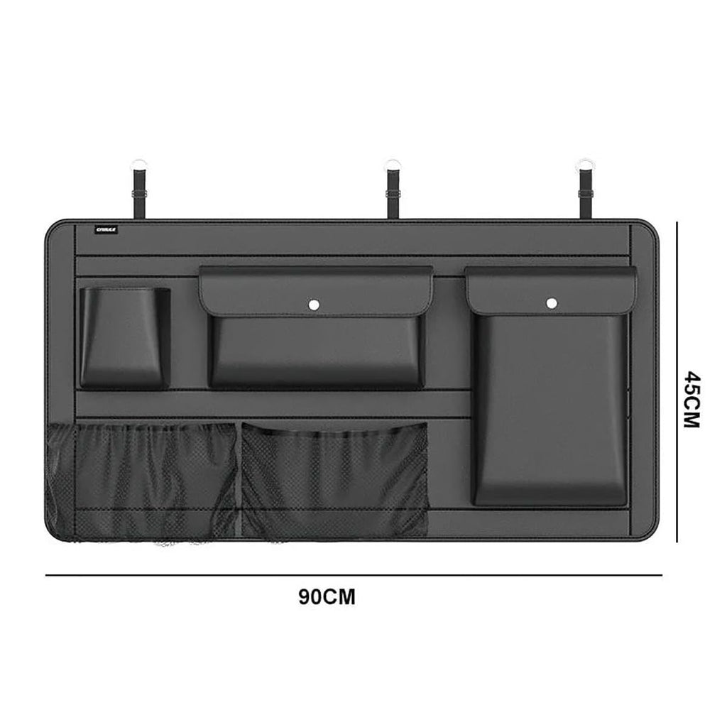 High-Capacity PU Leather Car Seat Back Organizer with Adjustable Storage