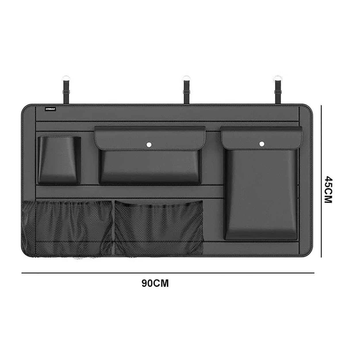 High-Capacity PU Leather Car Seat Back Organizer with Adjustable Storage