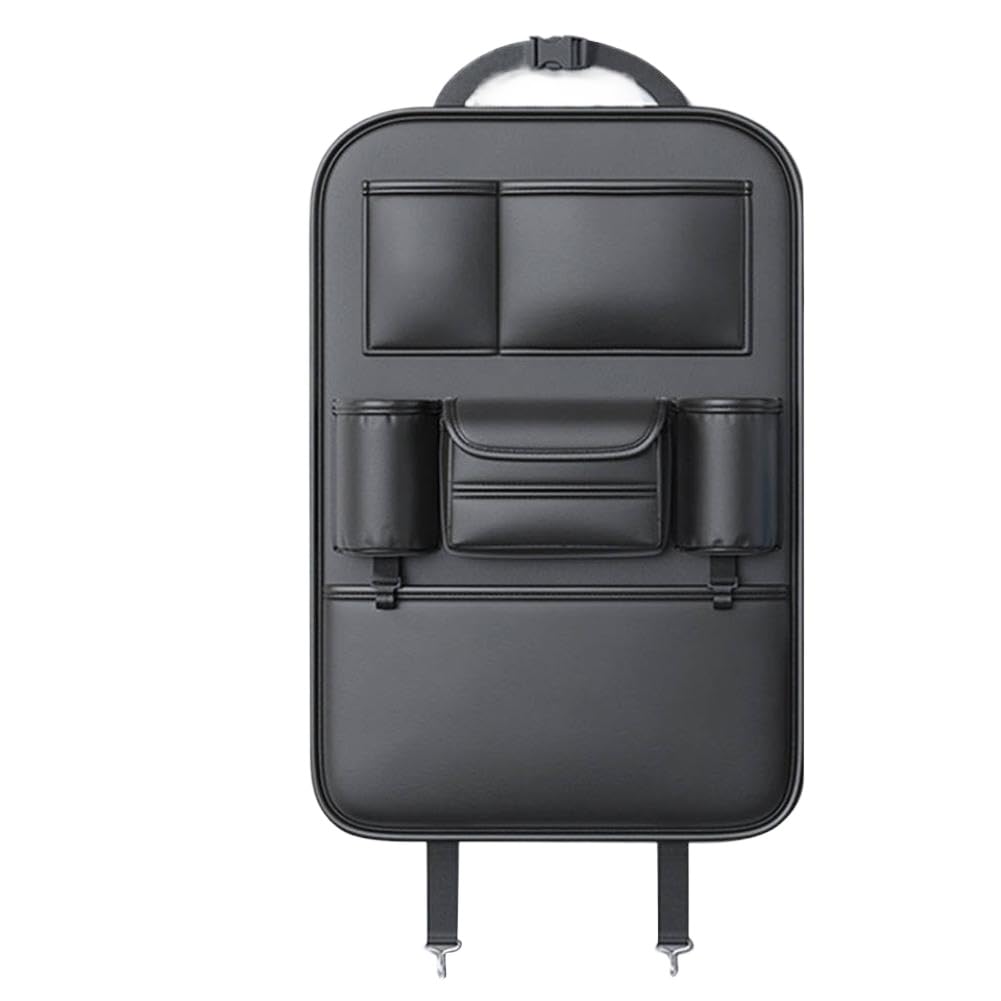 Multifunctional PU Leather Car Seat Back Organizer & Kick Mat
