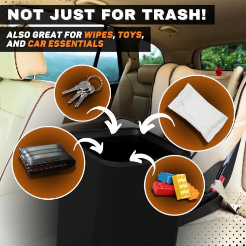 Leakproof Car Trash Can with Anti-Slip Base for Vehicle Storage