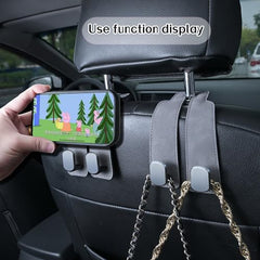 Universal Leather Car Headrest Double Hooks for Bags & Storage