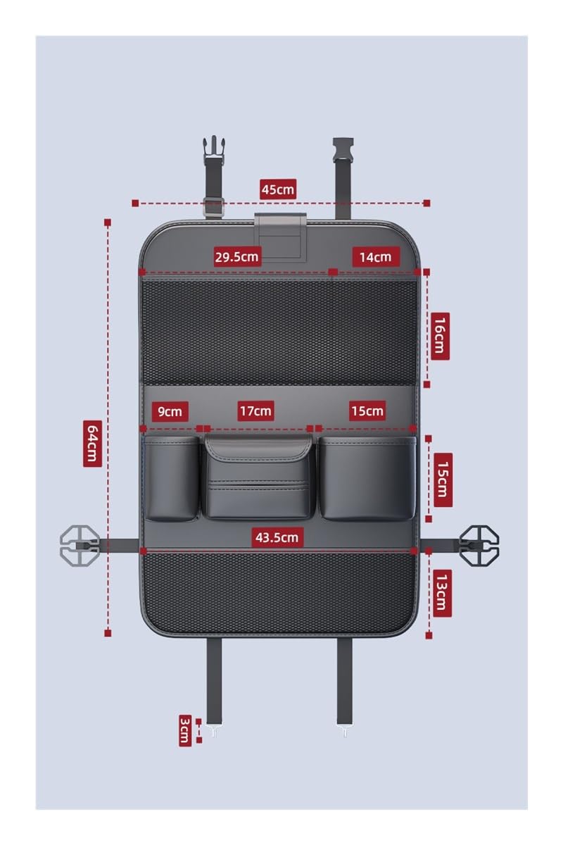 Car Seat Back Organizer with Multi-Pocket Storage & Foldable Tablet Tray