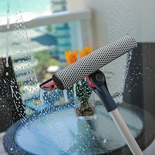 2-in-1 Window Squeegee with Telescopic Extension Pole