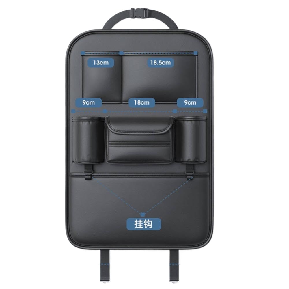 Multifunctional PU Leather Car Seat Back Organizer & Kick Mat
