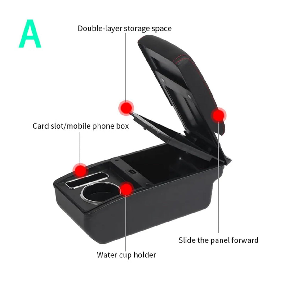 Center Console Armrest Storage Box for Car Interior Organization
