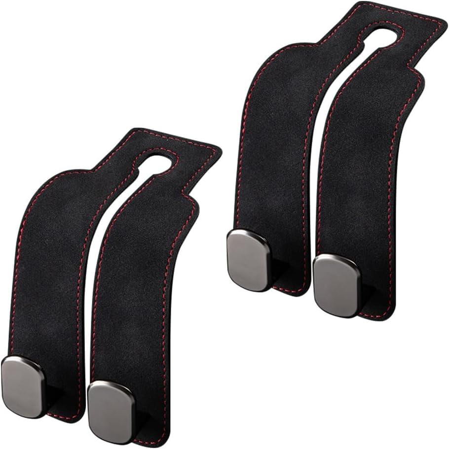 Leather Car Headrest Double Hooks for Bags, Purses & Coats