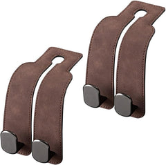 Leather Car Headrest Double Hooks for Bags, Purses & Coats
