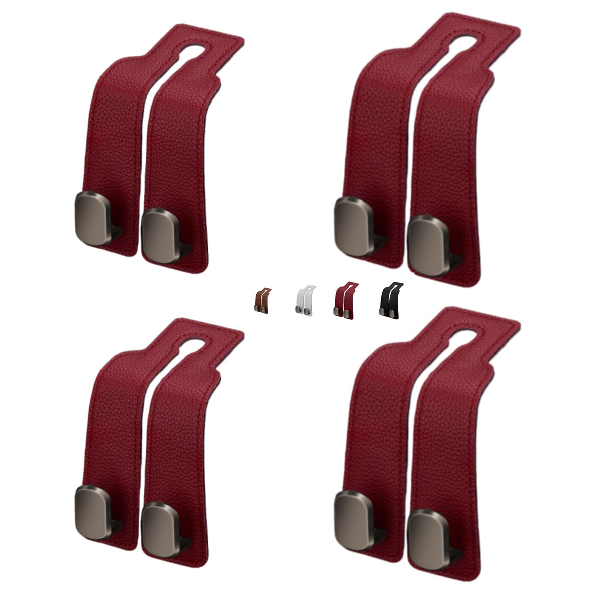 Universal Leather Car Headrest Double Hooks for Bags & Storage