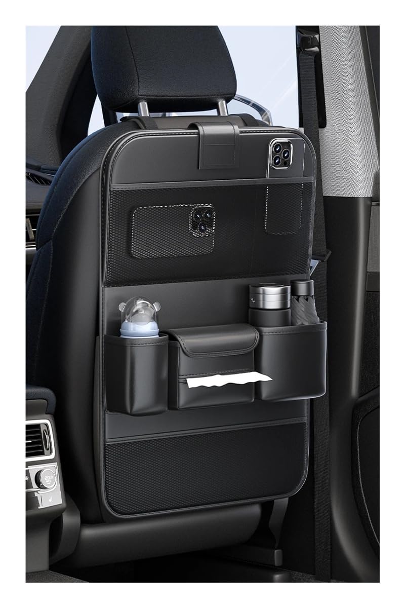 Car Seat Back Organizer with Multi-Pocket Storage & Foldable Tablet Tray