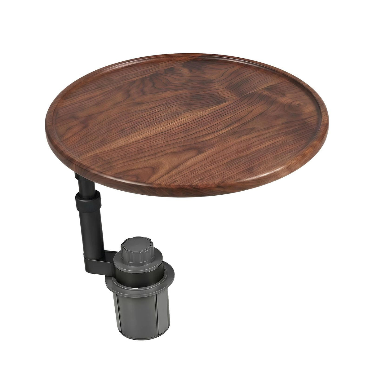 Black Walnut Wood Car Cup Holder Tray Table, 360 Rotating Car Tray