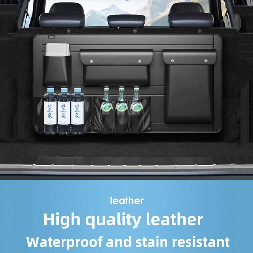 High-Capacity PU Leather Car Seat Back Organizer with Adjustable Storage