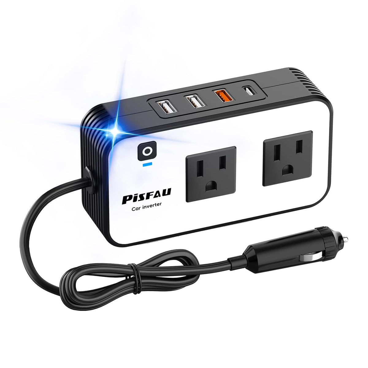 200W Car Power Inverter with AC Outlet, USB-C & USB Charging