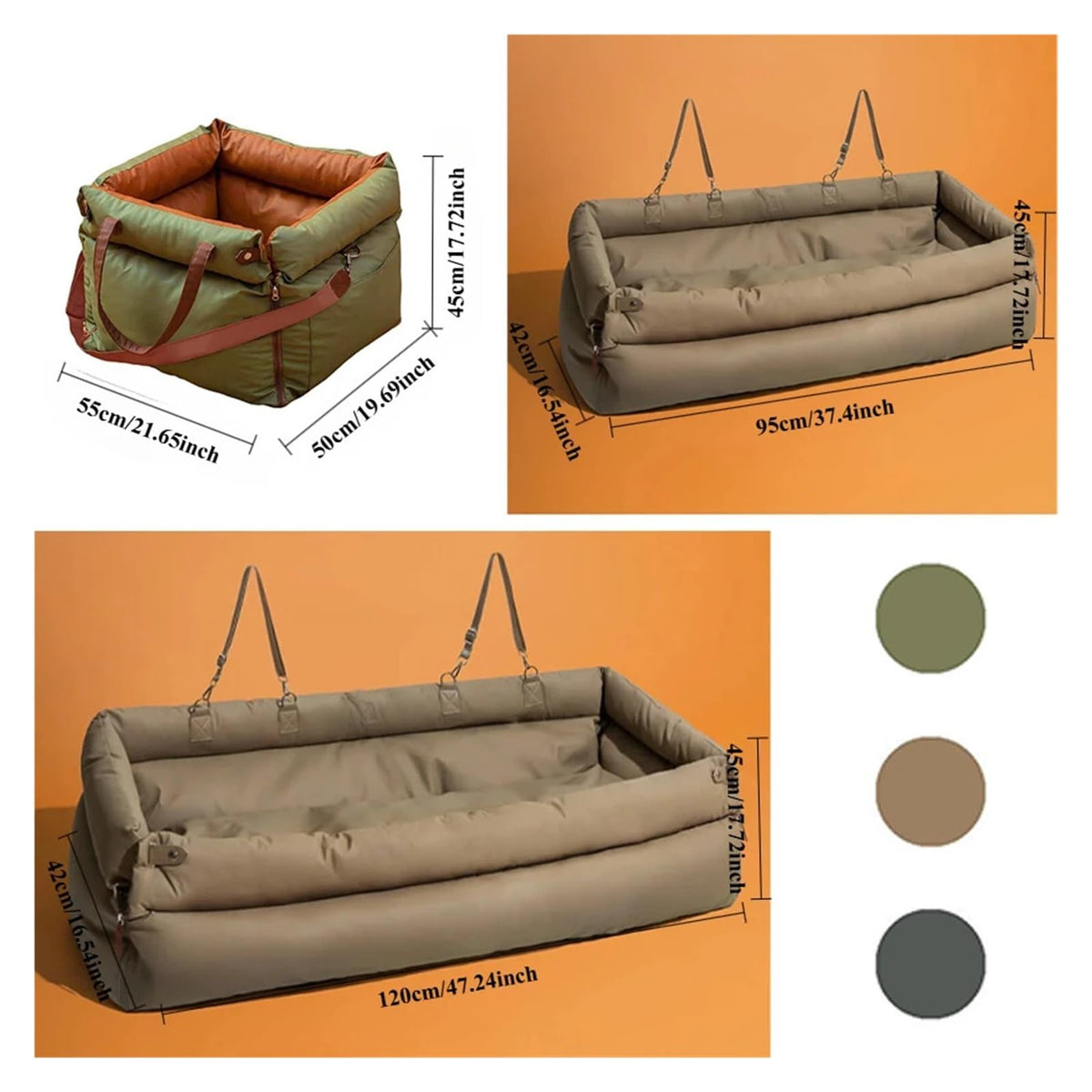 1 Portable Pet Car Seat, Easy to Clean Small to Medium Dog Travel Carrier, Kennel