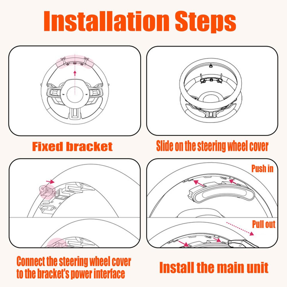 Steering Wheel Cover with Heating Function,Slip-On (No-Sew) Style