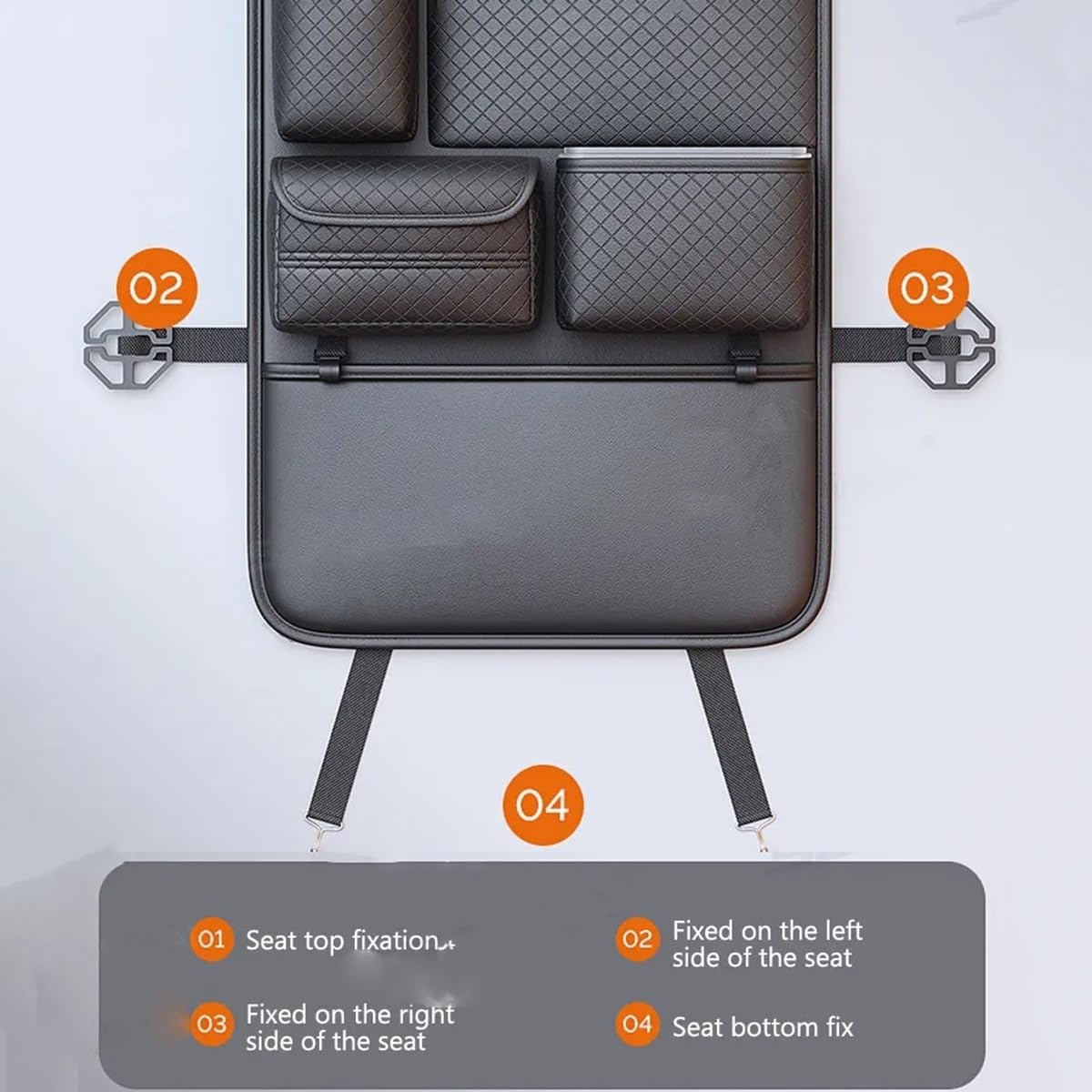 Car Seat Back Organizer with Anti-Kick Mat, Tissue Box & Cup Holder