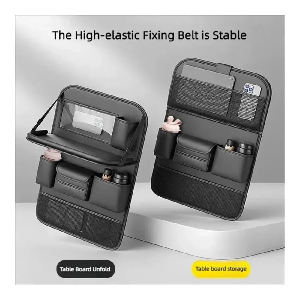 Car Seat Back Organizer with Multi-Pocket Storage & Foldable Tablet Tray