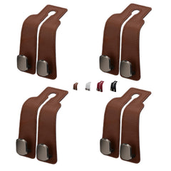 Universal Leather Car Headrest Double Hooks for Bags & Storage