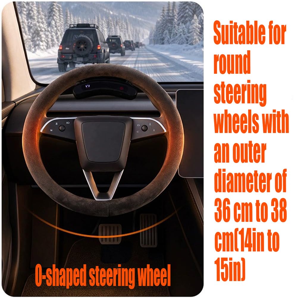 Steering Wheel Cover with Heating Function,Slip-On (No-Sew) Style