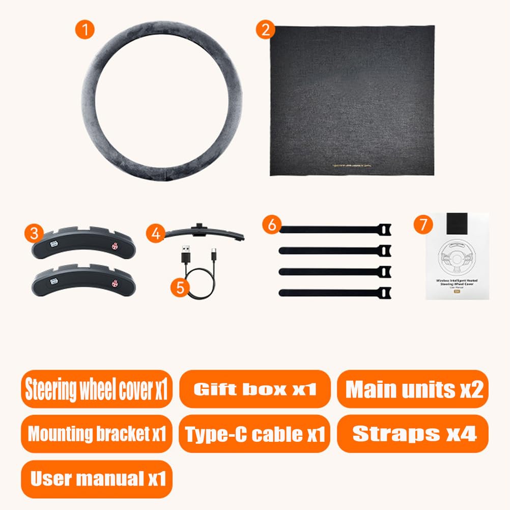 Steering Wheel Cover with Heating Function,Slip-On (No-Sew) Style