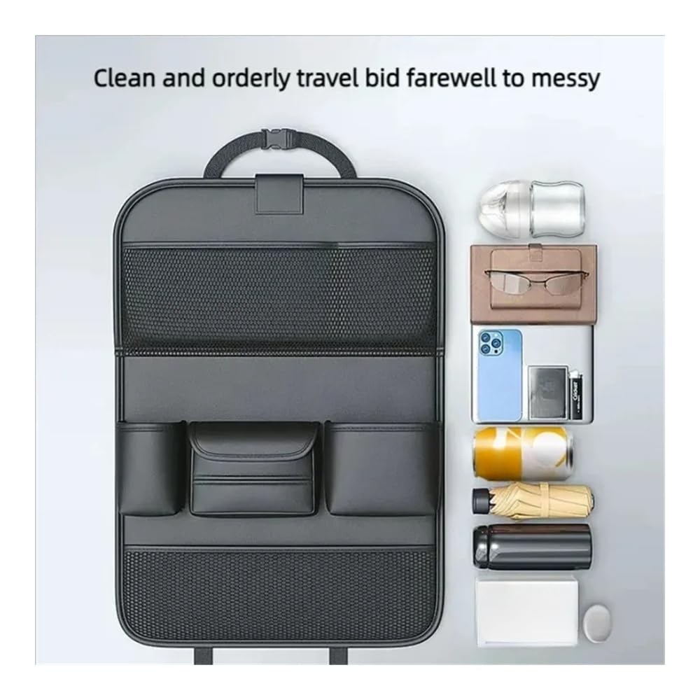 Car Seat Back Organizer with Multi-Pocket Storage & Foldable Tablet Tray