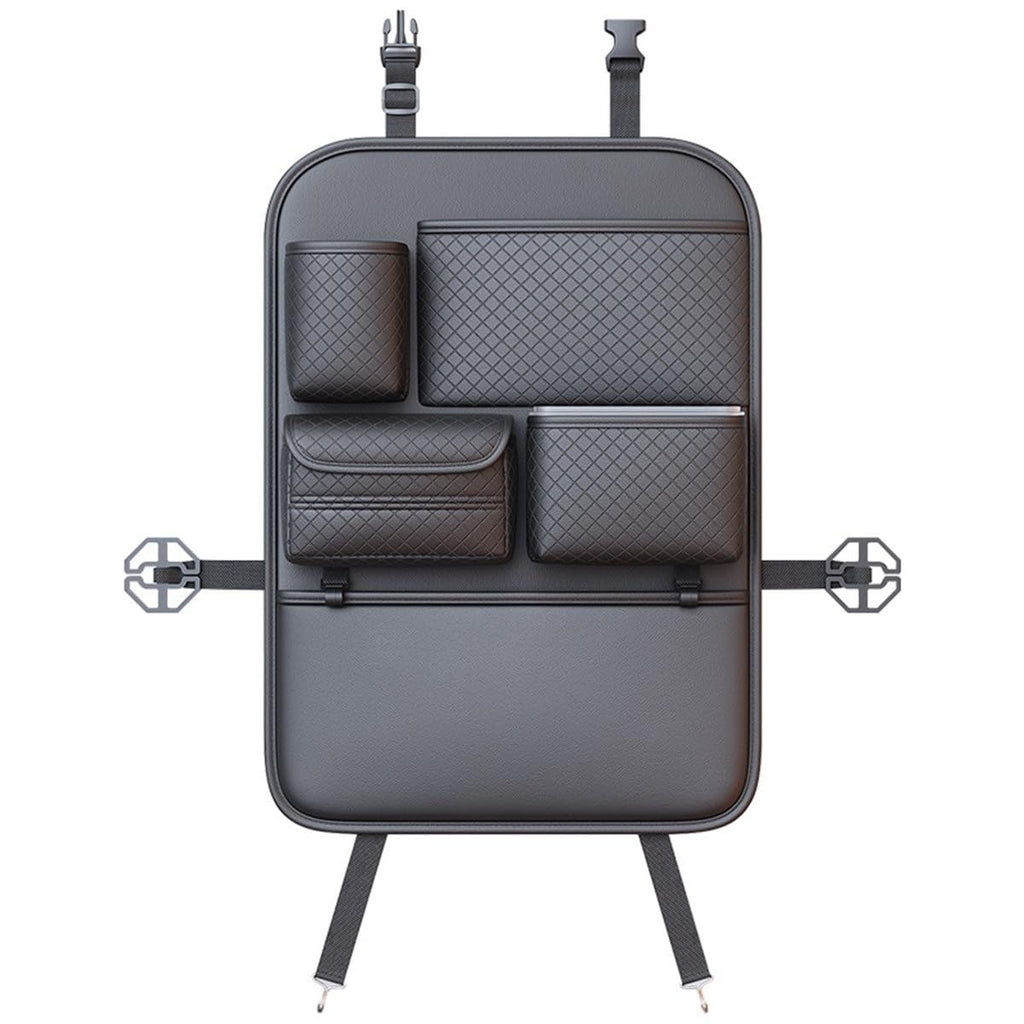 Car Seat Back Organizer with Anti-Kick Mat, Tissue Box & Cup Holder