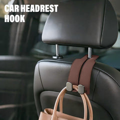 Leather Car Headrest Double Hooks for Bags, Purses & Coats
