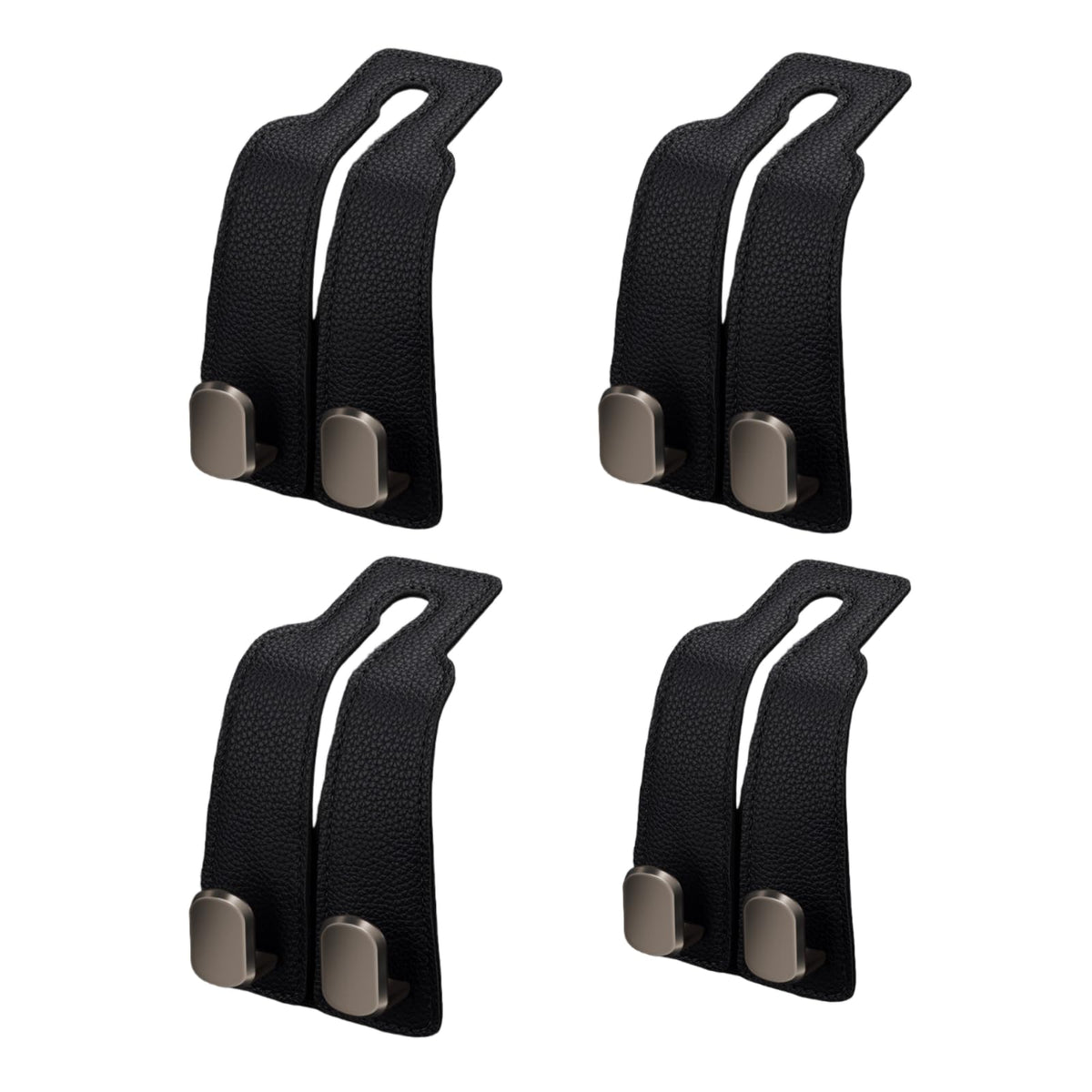 Universal Leather Car Headrest Double Hooks for Bags & Storage