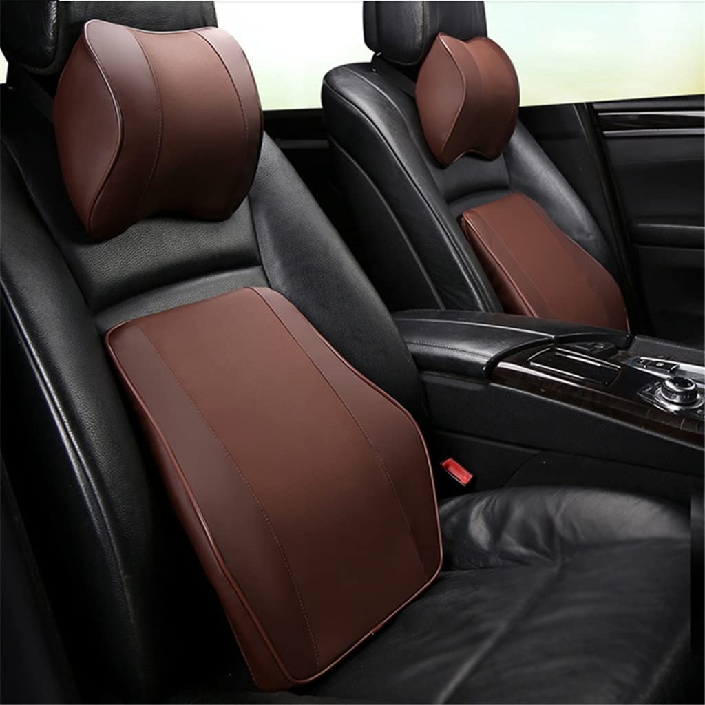 Memory Foam Car Neck Pillow & Lumbar Cushion Set for Comfort