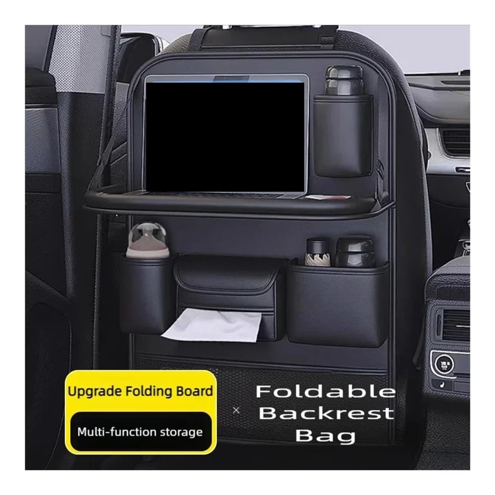 Car Seat Back Organizer with Multi-Pocket Storage & Foldable Tablet Tray