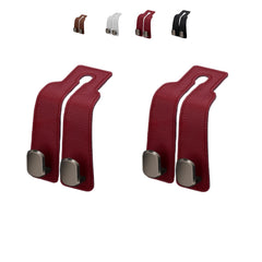 Universal Leather Car Headrest Double Hooks for Bags & Storage