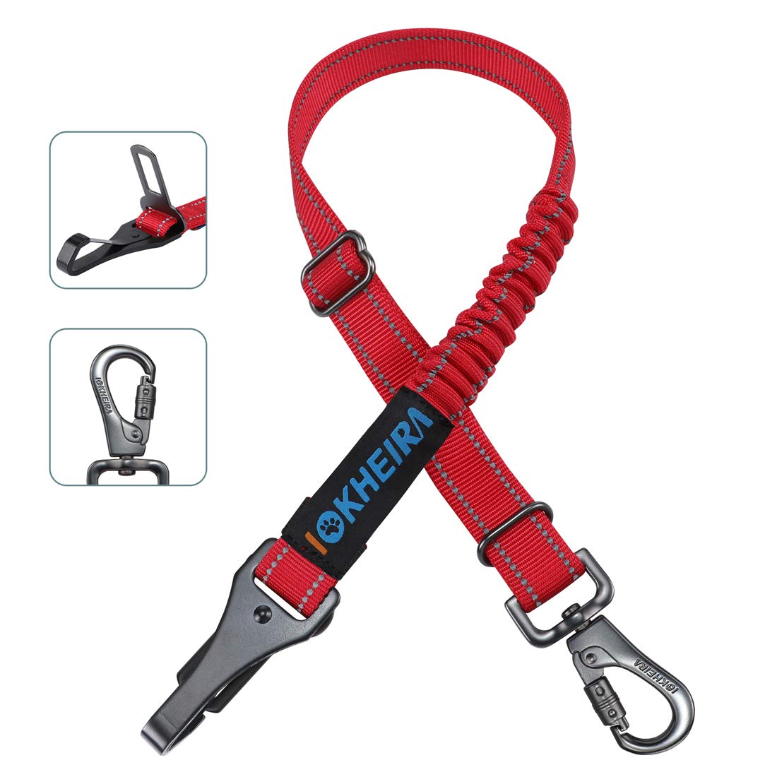 3-in-1 Adjustable Dog Car Seat Belt with Reflective Bungee Harness