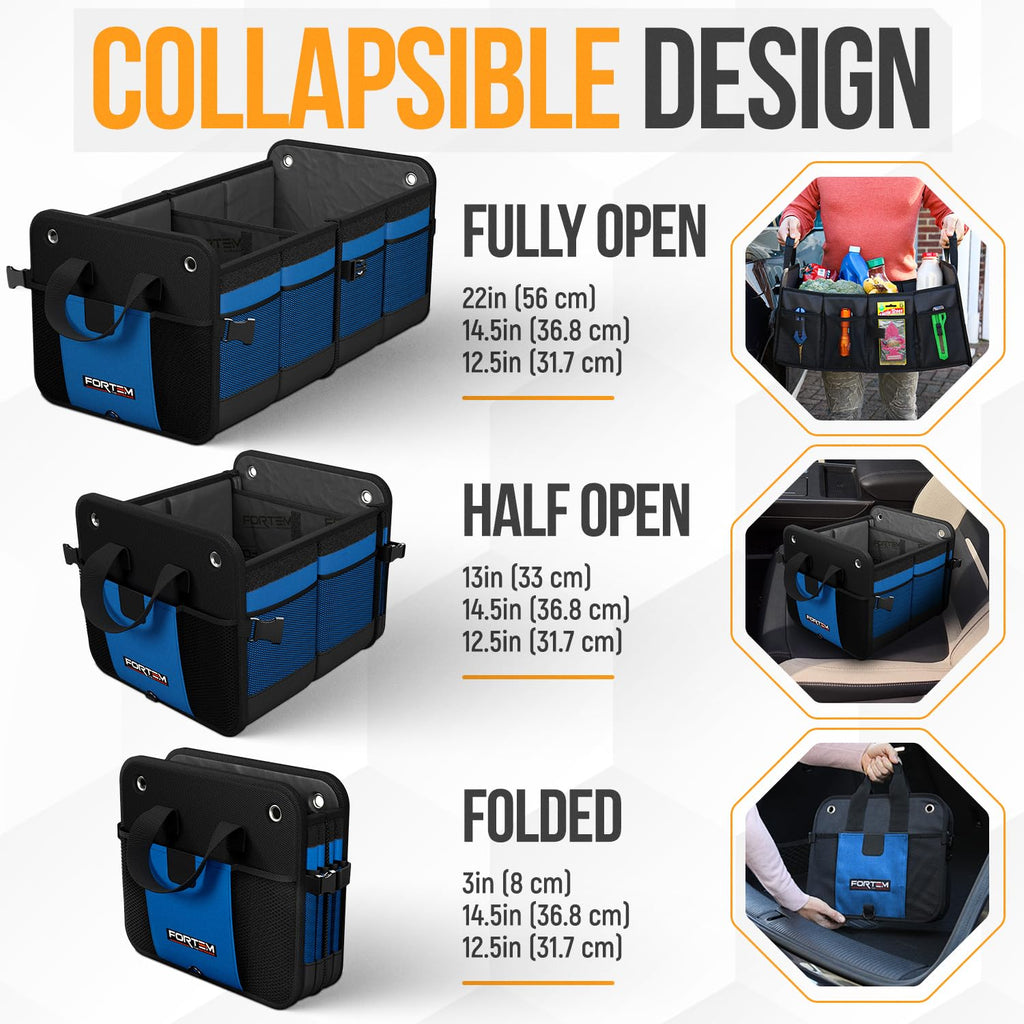 FORTEM Trunk Organizer - Collapsible Car Organizer & Storage Bag for SUVs