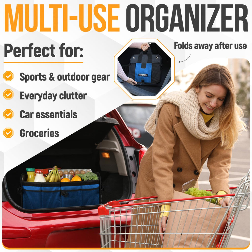 FORTEM Trunk Organizer - Collapsible Car Organizer & Storage Bag for SUVs