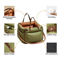 1 Portable Pet Car Seat, Easy to Clean Small to Medium Dog Travel Carrier, Kennel