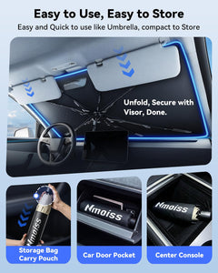 Foldable Windshield Sun Shade Umbrella with Heat Shield