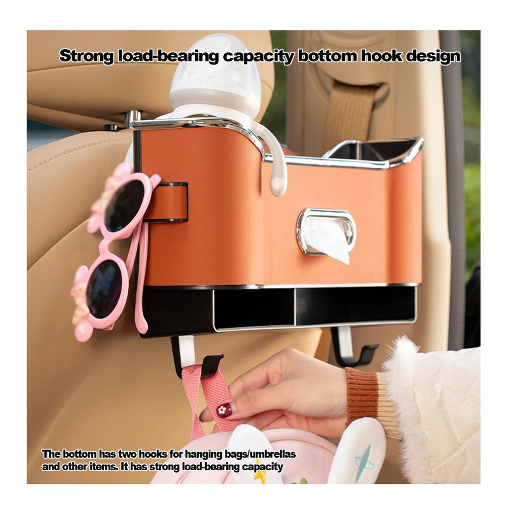 Multifunctional Car Seat Back Organizer with Cup Holder & Tissue Box