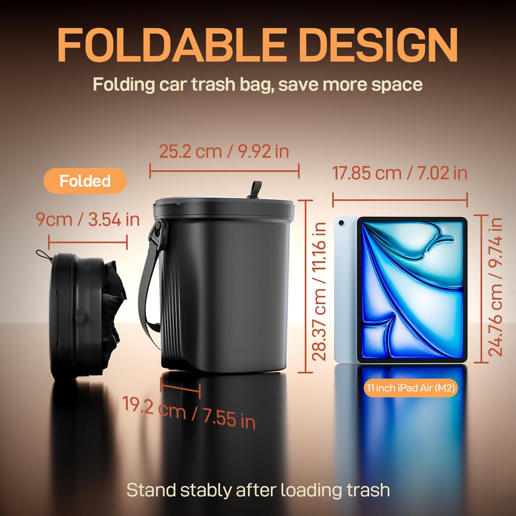 Waretary Car Trash Can with Lid, Leakproof Silicone, 2 Gallon