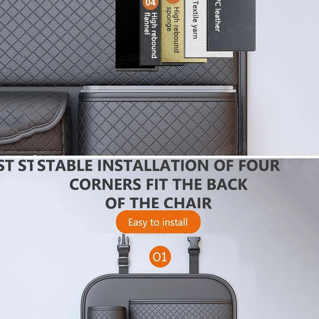 Car Seat Back Organizer with Anti-Kick Mat, Tissue Box & Cup Holder
