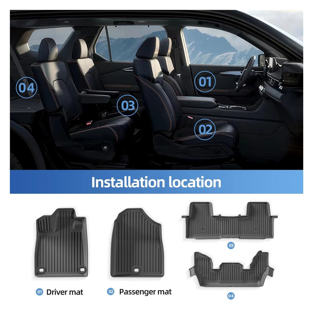 TPE 3D Floor Mats & Cargo Liner for Honda Pilot 2023–2024