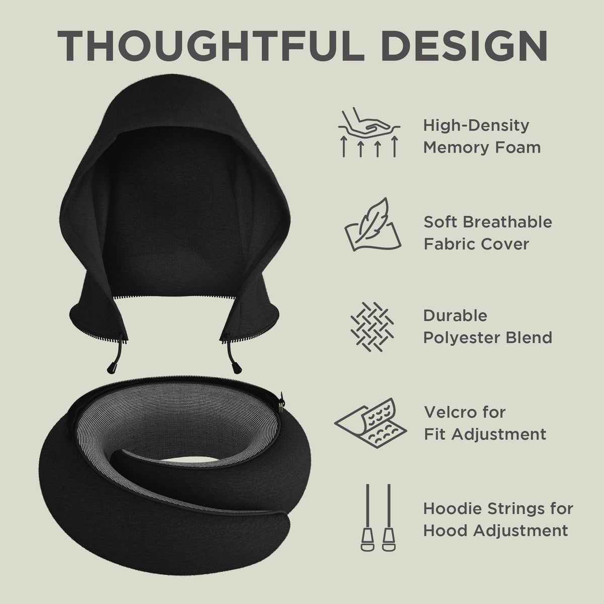 Adjustable Memory Foam Travel Neck Pillow for Sleeping